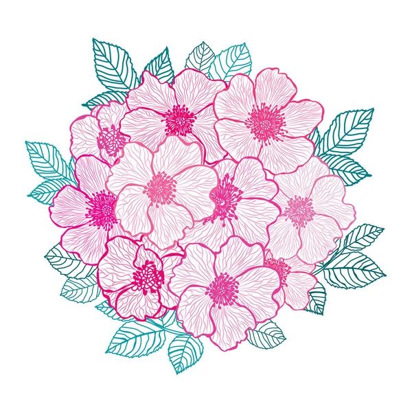 Decoración floral dibujada a mano — Vector de stock