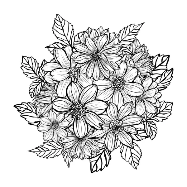 Decoración floral dibujada a mano — Vector de stock