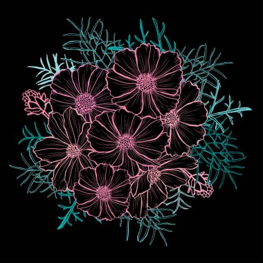 Elle çizilmiş çiçek dekorasyon