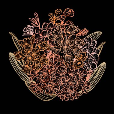 Elle çizilmiş çiçek dekorasyon