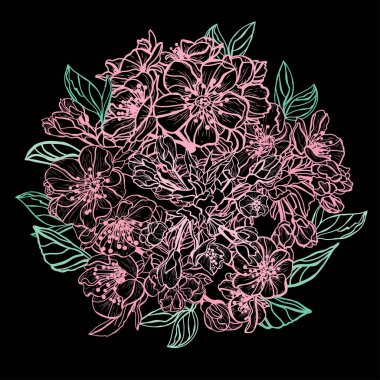 Elle çizilmiş çiçek dekorasyon