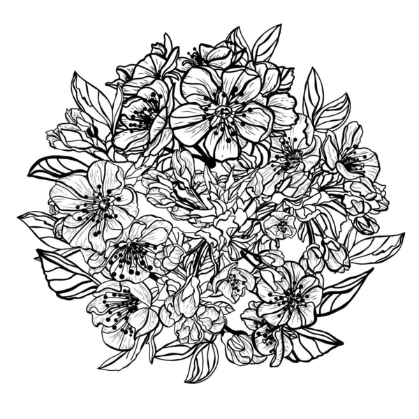 Kézzel rajzolt virág dekoráció — Stock Vector