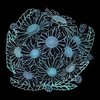 Elle çizilmiş çiçek dekorasyon