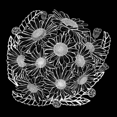 Elle çizilmiş çiçek dekorasyon