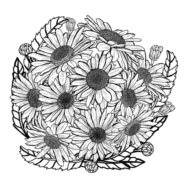 Decoración floral dibujada a mano — Archivo Imágenes Vectoriales