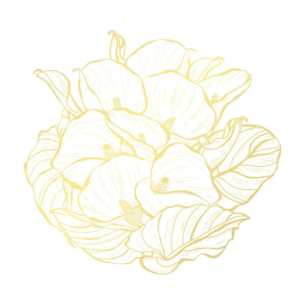 Décoration florale dorée — Image vectorielle