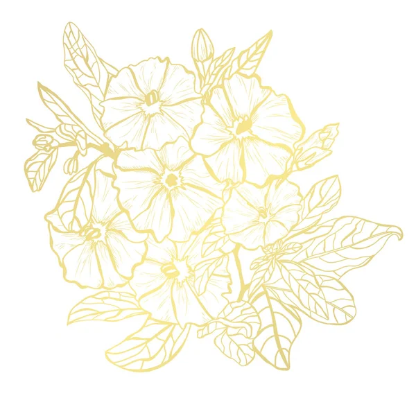 Decoración floral dorada — Archivo Imágenes Vectoriales