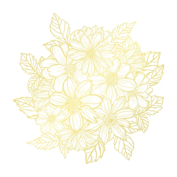 Altın çiçek dekorasyon — Stok Vektör