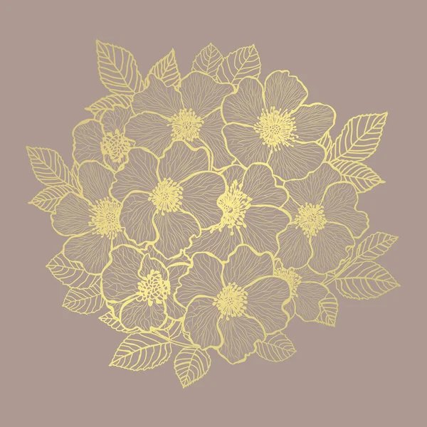金黄的花卉装饰 — 图库矢量图片
