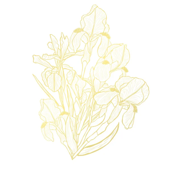 Decoración floral dorada — Vector de stock