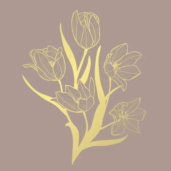 Золотой цветочный декор — стоковый вектор