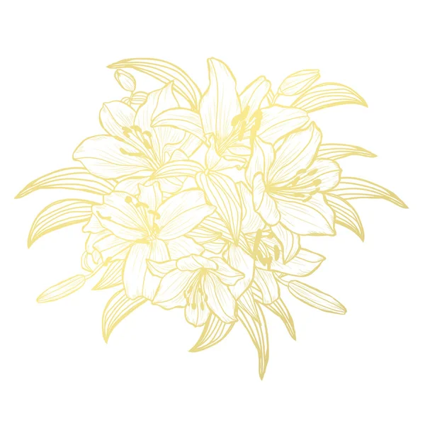 Decoración floral dorada — Vector de stock