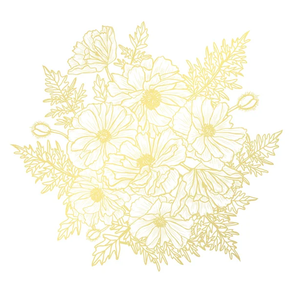 黄金の花飾り — ストックベクタ