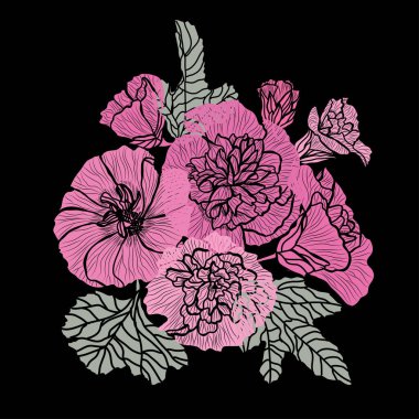 Elle çizilmiş çiçek dekorasyon