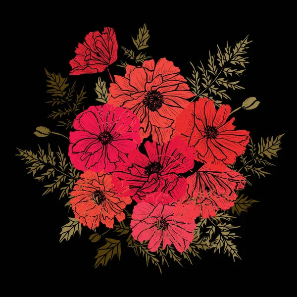 Decoración floral dibujada a mano — Vector de stock