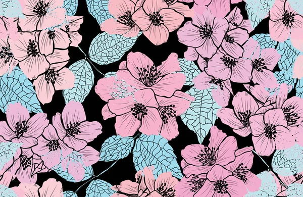 Motif floral sans couture — Image vectorielle