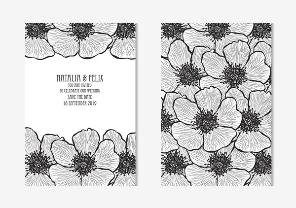 Set de cartes florales — Image vectorielle