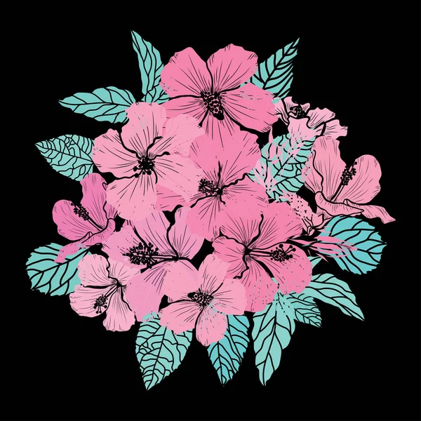 Decoración floral dibujada a mano — Vector de stock