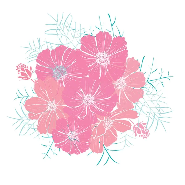 Decoración floral dibujada a mano — Vector de stock