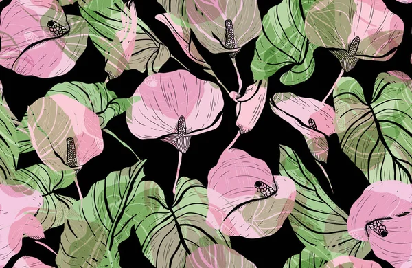 Motif floral sans couture — Image vectorielle