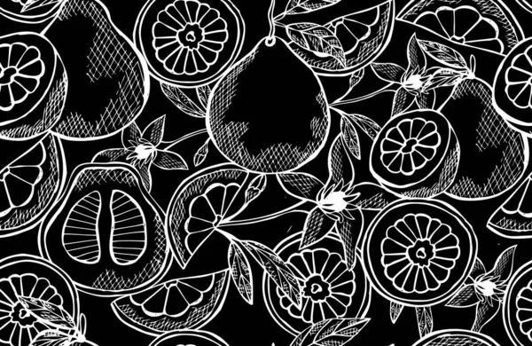 Elegante Naadloze Patroon Met Pomelo Fruit Design Elementen Fruit Patroon — Stockvector