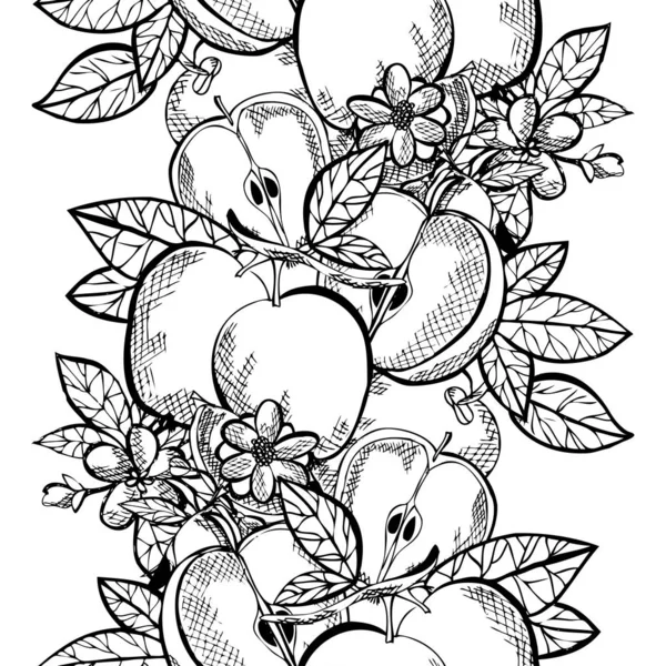 Elegante Patrón Sin Costuras Con Frutas Manzana Elementos Diseño Patrón — Vector de stock