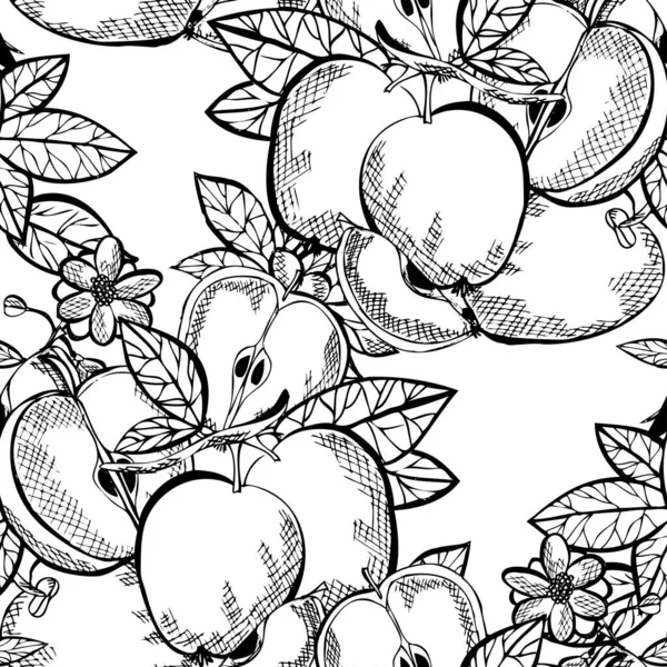 Elegant Seamless Pattern Apple Fruits Design Elements Fruit Pattern Invitations — Stock Vector