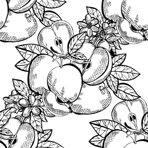 Elegant Naadloos Patroon Met Appelvruchten Design Elementen Fruit Patroon Voor — Stockvector