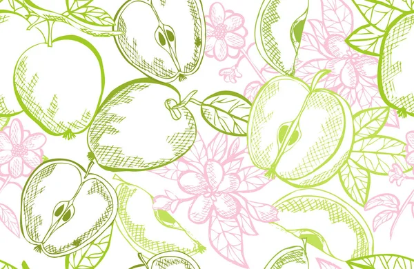 Élégant Motif Sans Couture Avec Des Fruits Pomme Éléments Conception — Image vectorielle