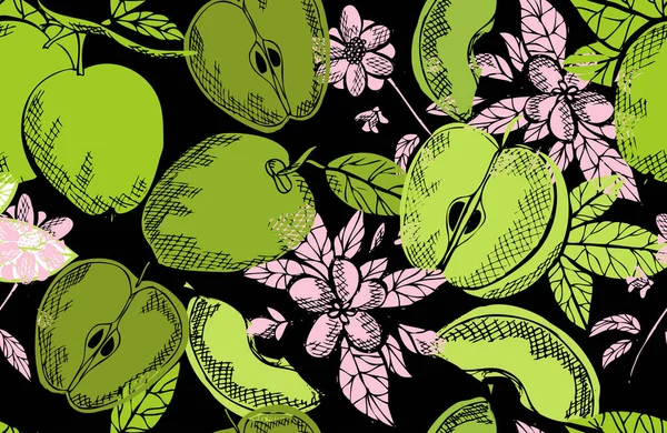 Élégant Motif Sans Couture Avec Des Fruits Pomme Éléments Conception — Image vectorielle