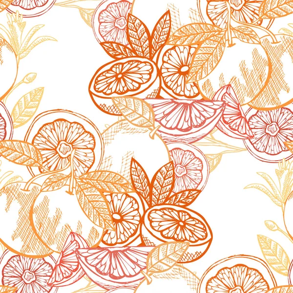 Elegante Patrón Sin Costuras Con Pomelos Elementos Diseño Patrón Fruta — Vector de stock