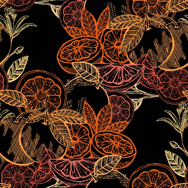 Élégant Motif Sans Couture Avec Pamplemousse Éléments Conception Modèle Fruits — Image vectorielle