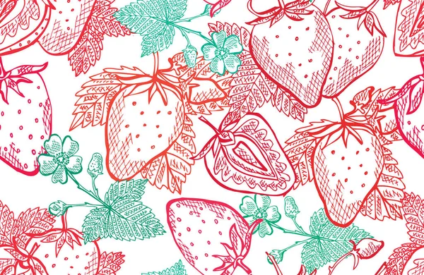 Élégant Motif Sans Couture Avec Des Fruits Fraise Des Éléments — Image vectorielle