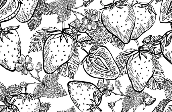 Elegante Patrón Sin Costuras Con Frutas Fresa Elementos Diseño Patrón — Archivo Imágenes Vectoriales