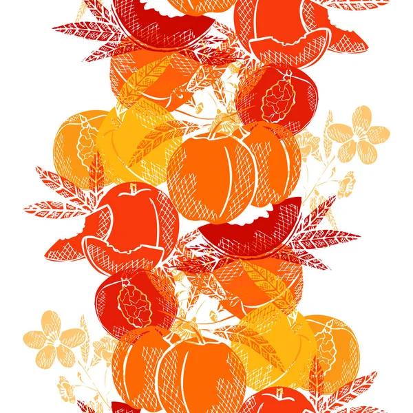 Elegantes Nahtloses Muster Mit Pfirsichfrüchten Designelementen Fruchtmuster Für Einladungen Karten — Stockvektor