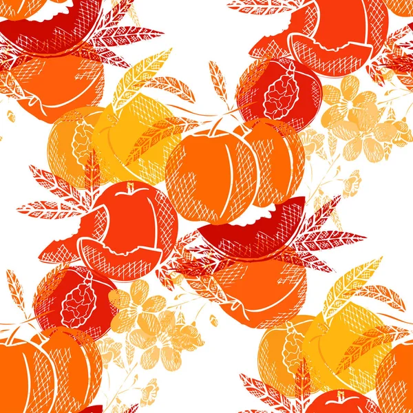 精致无缝的桃果图案 设计元素 采购产品水果图案的邀请 印刷品 礼物包装 纺织品 素食主题 — 图库矢量图片
