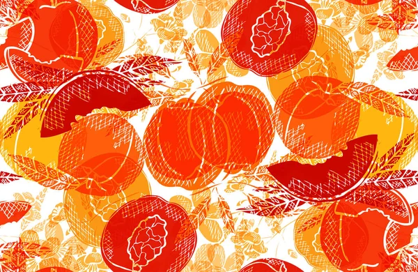 Elegant Seamless Pattern Peach Fruits Design Elements Fruit Pattern Invitations — Stock Vector