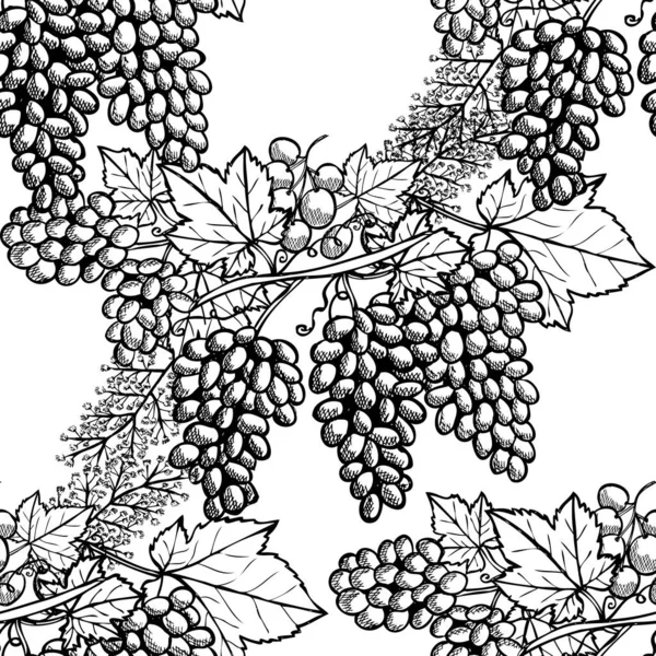 Élégant Motif Sans Couture Avec Raisins Éléments Conception Modèle Fruits — Image vectorielle