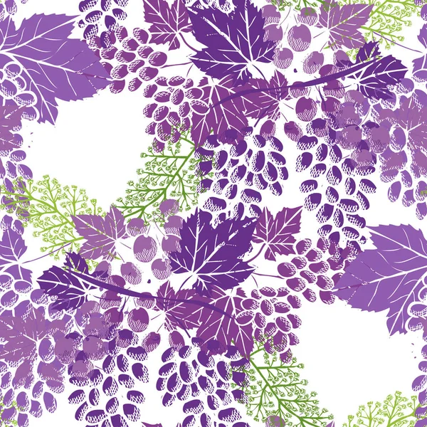 Elegant Seamless Pattern Grapes Design Elements Fruit Pattern Invitations Cards — Stock Vector