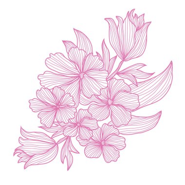 Dekoratif soyut çiçek, tasarım öğeleri. Tasarımını yazdırma, kartları, davetiyeleri, afişler, posterler için kullanılabilir. Çiçek arka planda satır sanat tarzı