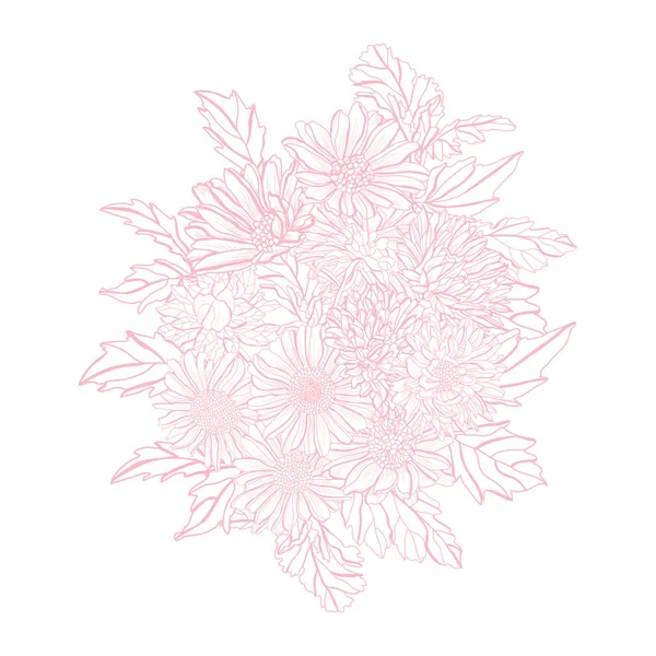 Flores Decorativas Crisantemo Elementos Diseño Puede Utilizar Para Tarjetas Invitaciones — Archivo Imágenes Vectoriales