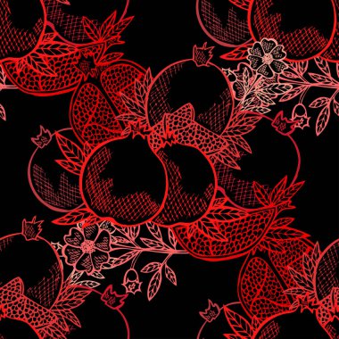 Zarif, pürüzsüz desenli, nar meyveli, tasarım elementli. Davetiyeler için meyve deseni, kartlar, baskı, hediye paketi, imalat, tekstil, kumaş, duvar kağıtları. Yemek, mutfak, vejetaryen teması