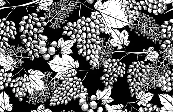 Elegante Patrón Sin Costuras Con Uvas Elementos Diseño Patrón Fruta — Archivo Imágenes Vectoriales