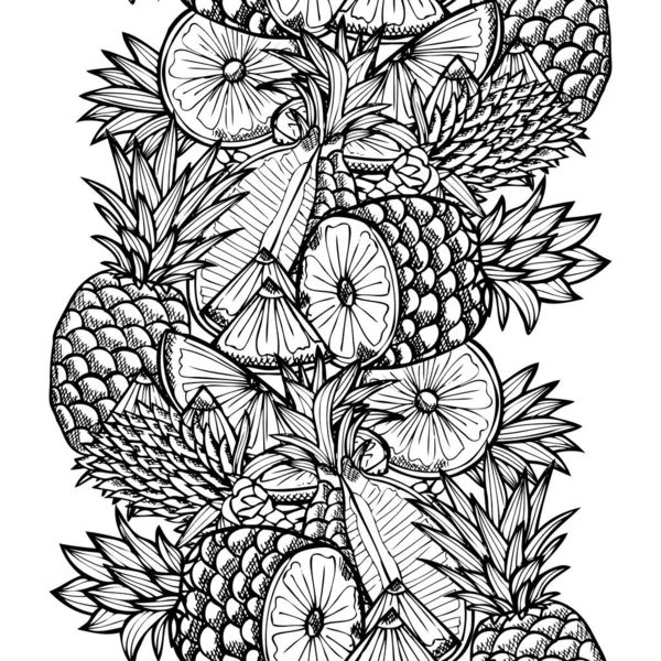 Ananas Meyveli Tasarım Elementli Zarif Pürüzsüz Bir Desen Davetiyeler Için — Stok Vektör