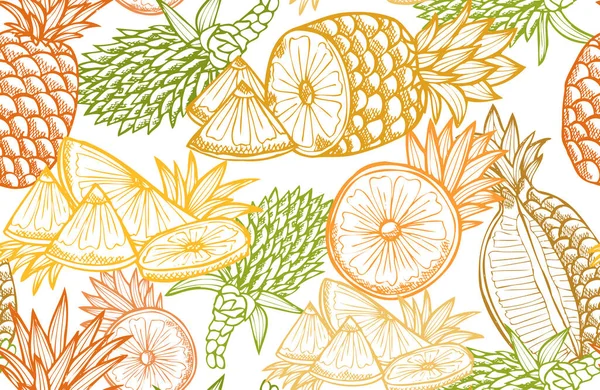 Padrão Sem Costura Elegante Com Frutas Abacaxi Elementos Design Padrão —  Vetores de Stock