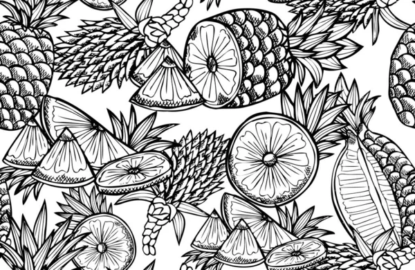 Elegant Naadloos Patroon Met Ananasvruchten Design Elementen Fruit Patroon Voor — Stockvector