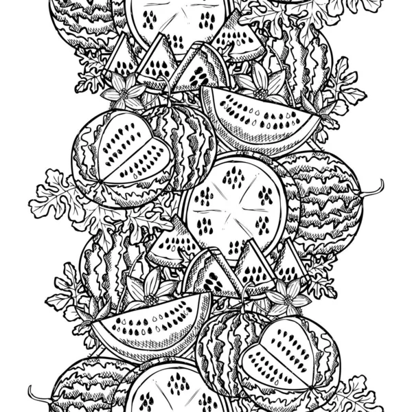 Elegantes Nahtloses Muster Mit Wassermelonenfrüchten Designelementen Fruchtmuster Für Einladungen Karten — Stockvektor