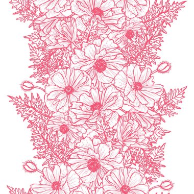 Haşhaş çiçekleri ve tasarım elementleriyle zarif, pürüzsüz bir desen. Davetiyeler, kartlar, baskı, hediye paketi, imalat, tekstil, kumaş, duvar kağıtları için çiçek deseni