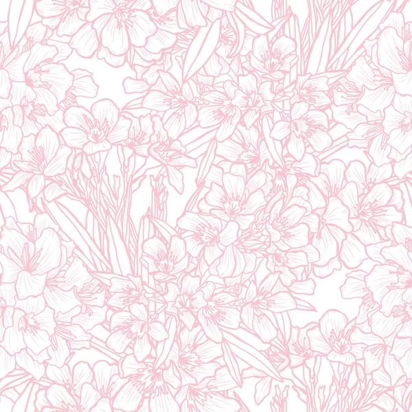 Elegant Sömlöst Mönster Med Oleanderblommor Designelement Blommönster För Inbjudningar Kort — Stock vektor