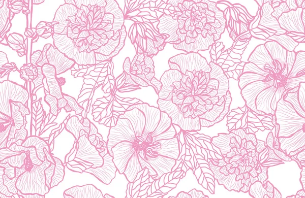 Elegante Naadloze Patroon Met Malva Bloemen Design Elementen Bloemen Patroon — Stockvector